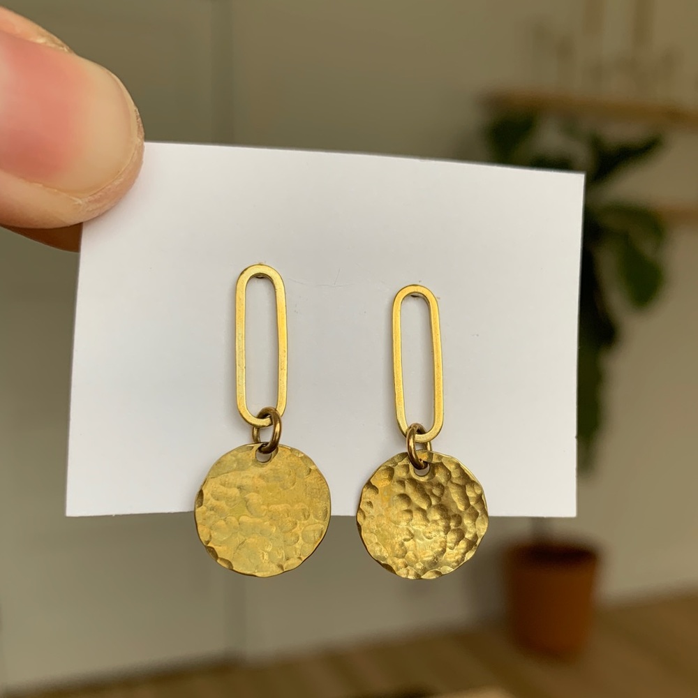 Brass Hammer-pressed Earrings